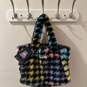 NWT Teddy Fresh Colorful Faux Fur Tote Bag